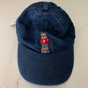 Polo Ralph Lauren Bear Denim Hat Cap Adjustable Strap Back Embroidered Logo NWT